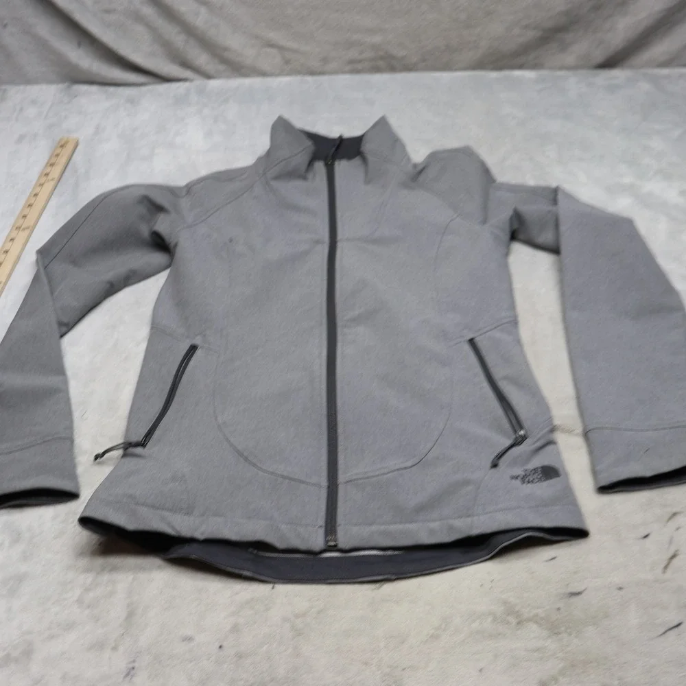 North Face Jacket Womens Small Grey Tech Stretch Softshell Full Zip Windwall Y2K
